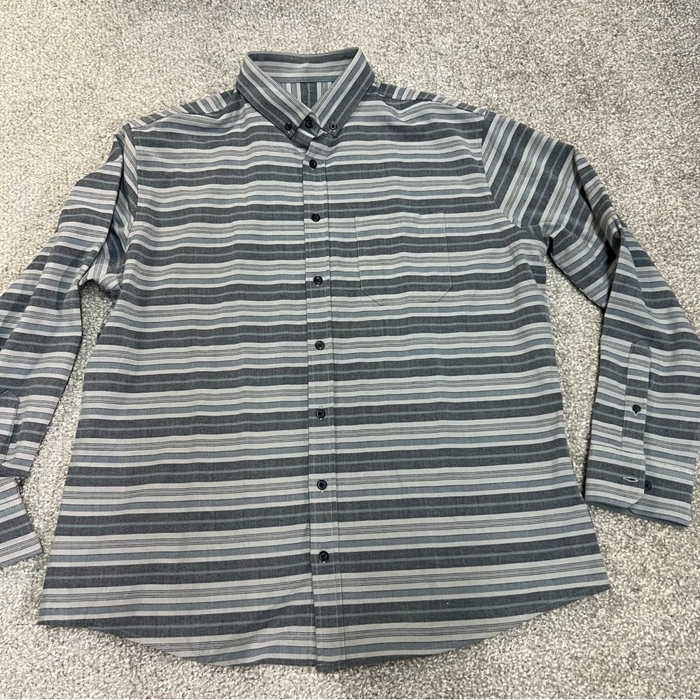 Mizzen Main Shirt Mens XXL ? Blue Gray City Flannel Striped Button Down
